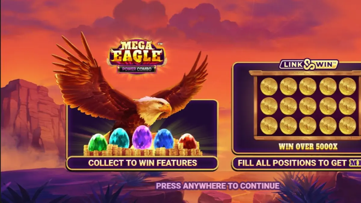 Interface do jogo Mega Eagle Power Combo com tema de natureza selvagem