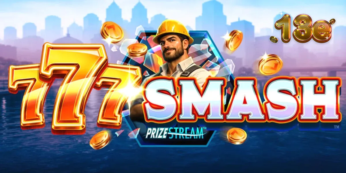 Cena de jogo do slot 777 Smash com tema de construção e demolição urbana
