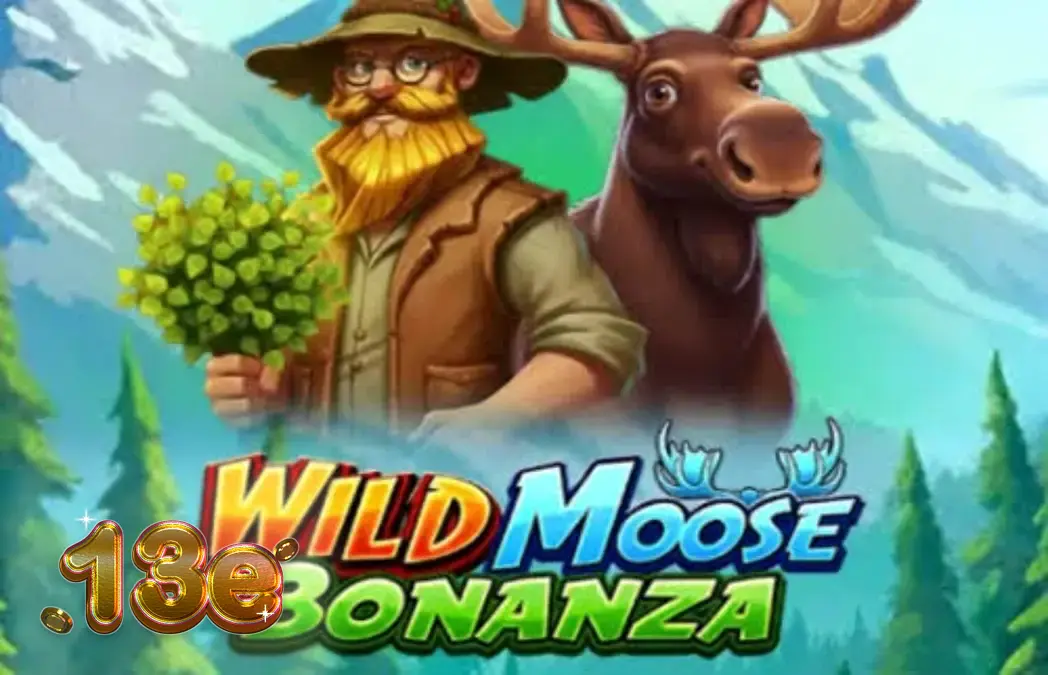 Cena cinematográfica de floresta com alce e elementos de slot Wild Moose Bonanza